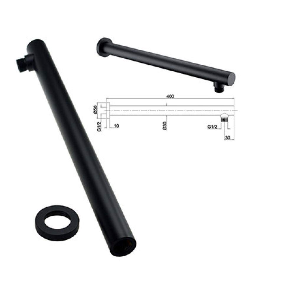 Huin Juego de ducha de baño Grifo de ducha de lluvia negro mate Sistema de válvula termostática montado en la pared o en el techo Cabezal de ducha de 8 pulgadas