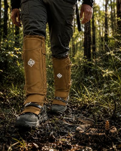 ZHZ Snake Gaiters Durable Waterproof Snake Chaps Lower Legs Protection,Snake Guards with Adjustable Size for Men & Women,Used for Hunting,Hiking and Farm Work (Khaki) — view 3