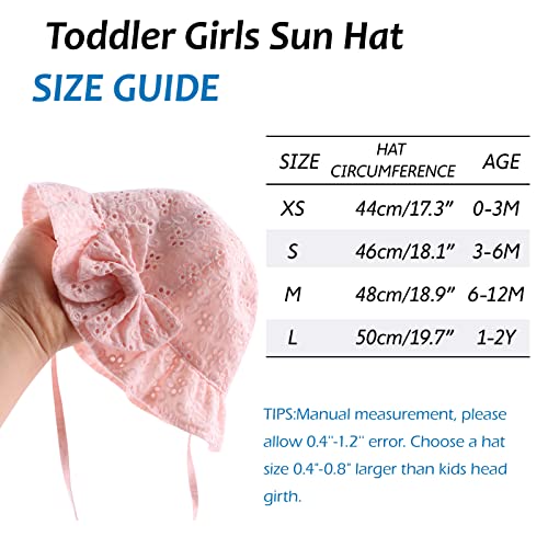 Bow Baby Girls Summer Hat Flower Toddler Girls Sun Hat Cotton Breathable Infant Hat (Pink Flower, M) #TOP6