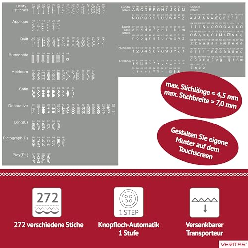 Veritas Nähmaschine Carmen – Computer-Nähmaschine mit 272 Programmen