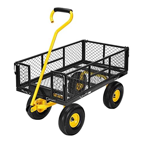 VIVOHOME Heavy Duty 880 Lbs Capacity Mesh Steel Garden Cart Folding Utility Wagon Cover