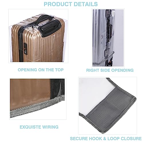 FABULWAY Clear PVC Suitcase Cover - Thick, Transparent, Waterproof & Dustproof - Wheeled Luggage Protector (20\") - Thumbnail 5