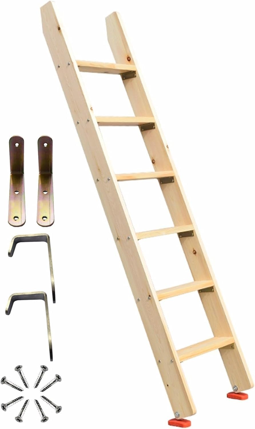 Dachbodenleiter mit 9,9 cm breiten Stufen, leicht, Universalleiter für Wohnheim, Wohnmobil und Wohnmobil, 120 cm / 3.9ft hoch, einfache Inllat mit Hakenhalterungen