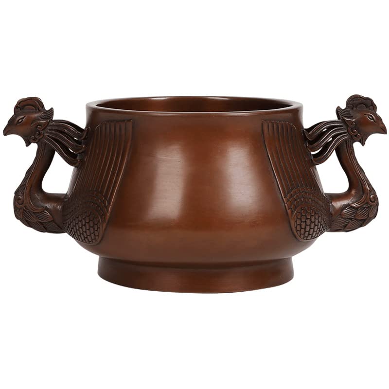 Altar Zen Decoration,Craft Ornament, Home Decorations Copper Double Phoenix Incense Burner Decoration Crafts Living Room Decoration Antiques Fine Art Gifts Crafts