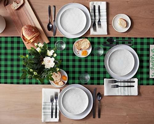 St-Patricks-Day-Table-Runners-Cotton-Linen-Farm-Buffalo-Plaid-Truck-Shamrock-Clover-Non-Slip-Spring-Holiday-Decorations-for-Kitchen-Home-Dining-Outdoor-13X72-Inches-Long-s-Green-Black St Patricks Day Table Runners Cotton Linen Farm Buffalo Plaid Truck Shamrock Clover Non Slip Spring Holiday Decorations for Kitchen Home Dining Outdoor 13X72 Inches Long s Green Black
