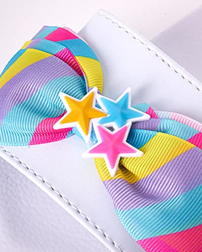 JoJo Siwa Girls’ Sandals – Slip On Slides with JoJo Bow (Size: 5 Toddler – 5 Big Kid), Size 4/5, Rainbow Stripes3