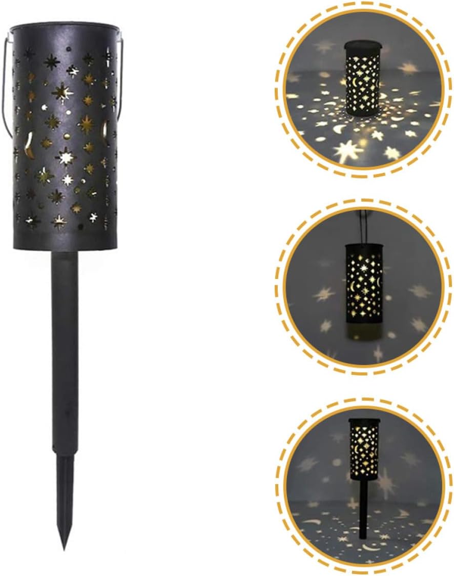 4pcs Solar Garden Stake Lights, Iron Solar Powered Lawn Lamps with Star and Openwork Design, Outdoor Landscape Path Lights for Yard and Patio