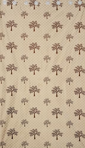 Image of Printed Tree 1 Piece Polyester Home & Living Room Eyelet Door Curtain - 8 Feet, Coffee Brown