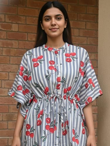 Image of Cotton Floral Printed 2 Piece Night Suit Top & Pajama Set for Women & Girls