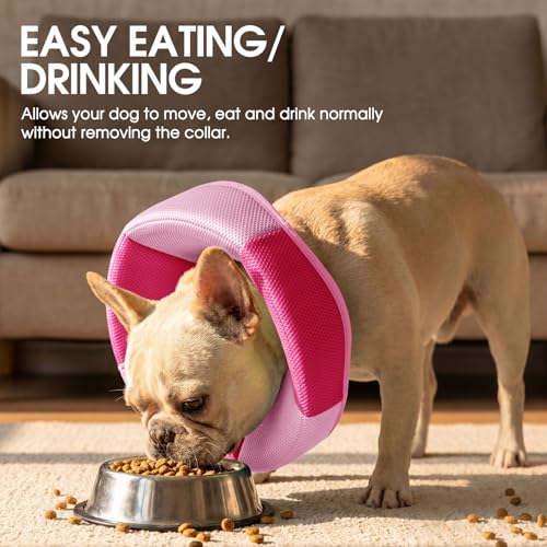 Image of Dog Cone - Soft Cone for Dogs to Stop Licking, Pet E-Collar Alternative After Surgery, Adjustable Pet Recovery Collar for Wound Healing, Pink Large