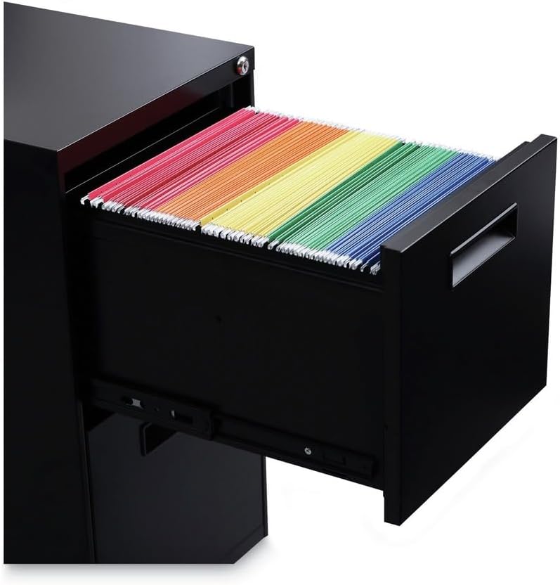Alera PAFFBL Two-Drawer Metal Pedestal File, 14 7/8w X 19-1/8d X 27-3/4h, Black