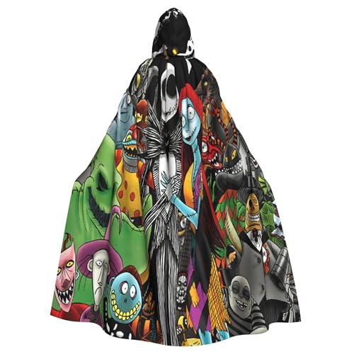 Night-mare Christmas Hooded Cloak Cape for Men Women Halloween Cosplay Costumes Unisex (green)