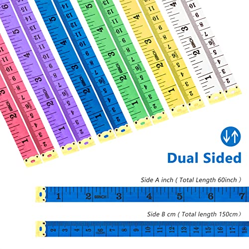 6 Pack Soft Tape Measure Double Scale Body Sewing Flexible Ruler For Weight Loss Medical Body Measurement Sewing Tailor Craft Vinyl Ruler, Has Centimetre Scale On Reverse Side 60-Inch #TOP1