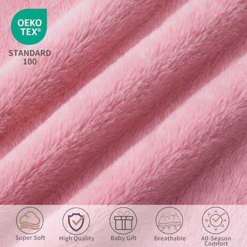 Image of Pro Goleem Fleece Baby Blanket with 2 Inch Satin Trim Soft Anti-Static Plush Blanket for Boys and Girls Christmas Baby Gifts for Babies 30''x40''，Blush Pink