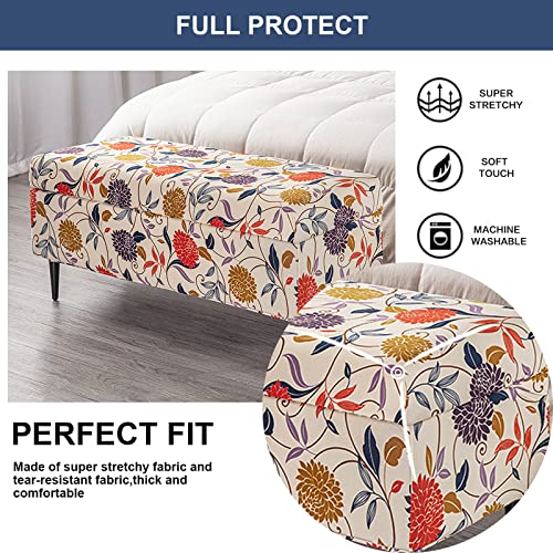 Image of FUANGUI Ottoman Cover Stretch Storage Ottoman Bench Slipcover Jacquard Folding Storage Bench Ottoman Cover Footrest Stool Slipcover Footstool Protector Cover with Elastic Bottom,Medium