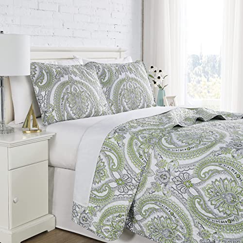 Southshore Fine Living, Inc. Quality Bedding Set, Soft Cozy Lightweight Quilt Set, Coverlet Bedspread, 3 Pc, Pure Melody Green, King/California King #TOP5