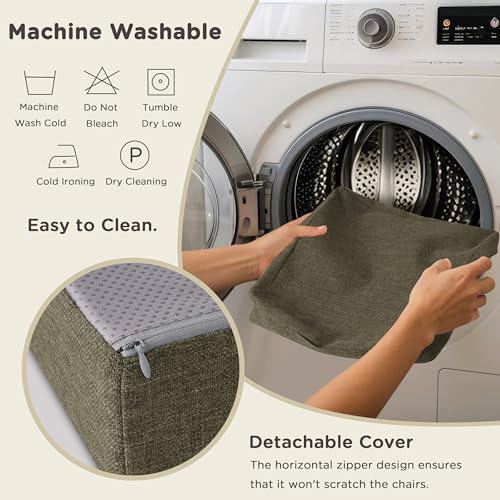 Image of AddGrace Recliner Cushions for Elderly Thick Seat Cushion 20 inchx20 inchx4 inch Chair Pads with Non Slip Backing and Washable Cover for Couch Armchair Chairs Khaki