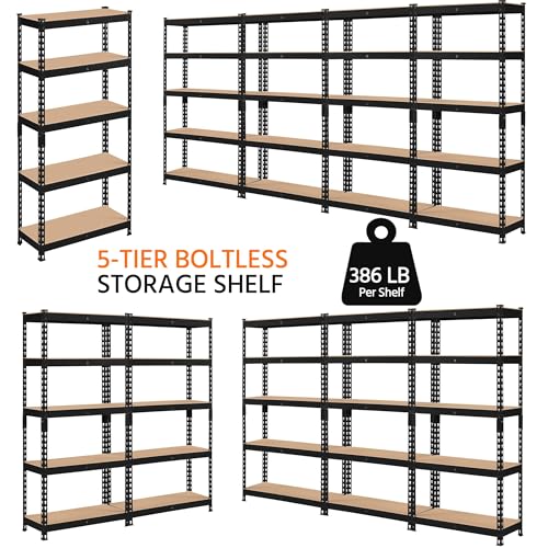 Yaheetech YT-00139009 Standing Shelf Units 5 Tier Shelving Unit Adjustable Garage Shelving Metal Shelving Unit Utility Rack Heavy Duty Industrial Shelving thumb #6