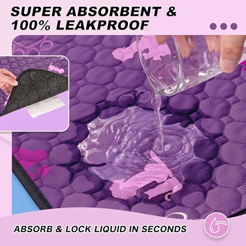 Image of WanpeeGoo Washable Pee Pads, Puppy Pee Pad for Dogs, 2 Pack Absorbent Reusable Training Dog Pads Pet Puppy Pads, Non-Slip Potty Pads for Whelping, Playpen, Crate, Bed, Purple 18 inchx24 inch