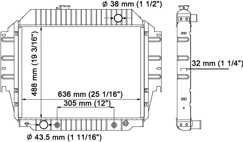 Radiator | Compatible with Ford E-100 E-150 E-250 E-350 1975-1991 5.0L 5.8L V8 | KLI1333