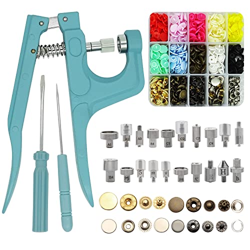 Sewing Snaps Fasteners Kit with Press Pliers Installment Tool, Heavy-Duty Snap Pliers Sets with 4 Size Plastic Metal No-Sew Snap Buttons for Sewing Clothing, Bibs, Rain Coat Crafting DIY Handmade