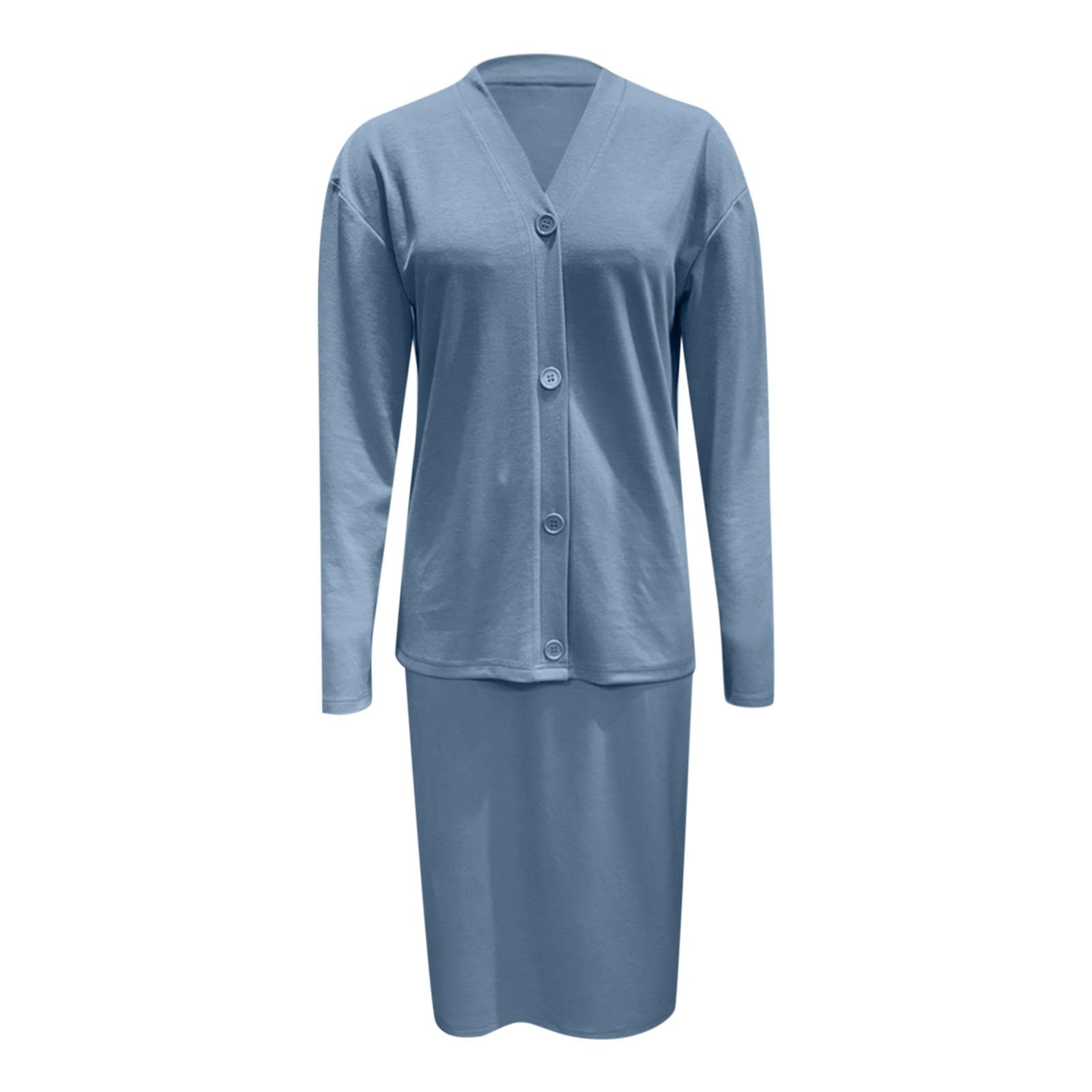 Conjunto de Cárdigan y Falda Midi para Mujer Elegante y Cómodo para Uso Diario Dos Piezas Versátil
