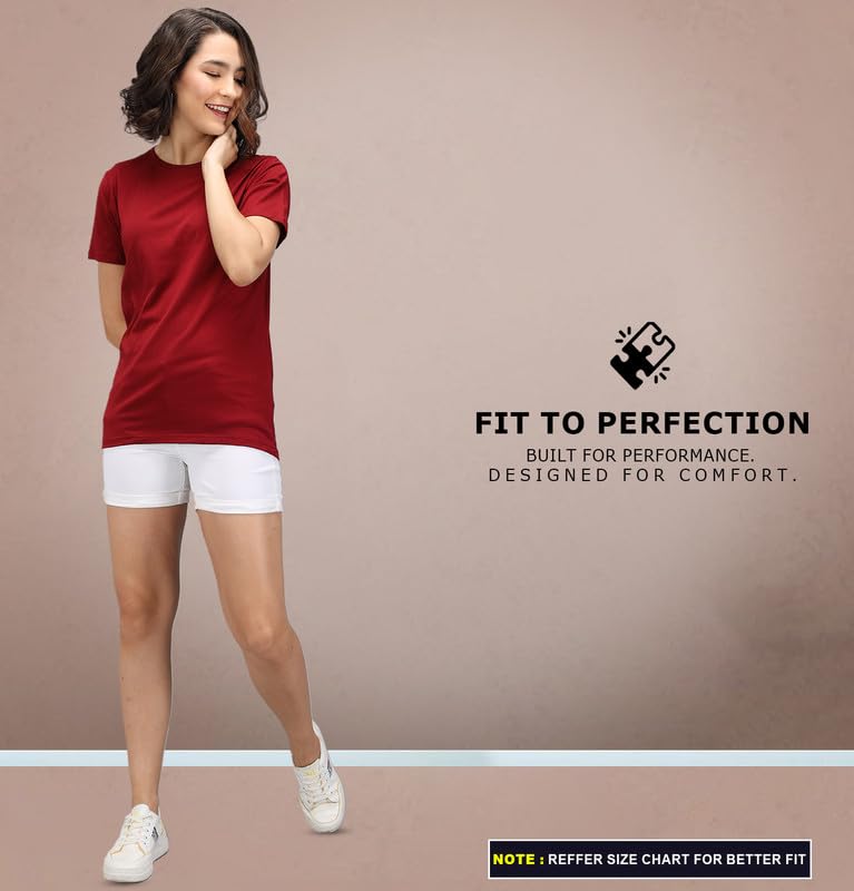 Image of Sleepynuts Women Boyfriend Plain Round Neck Half Sleeve T-Shirt
