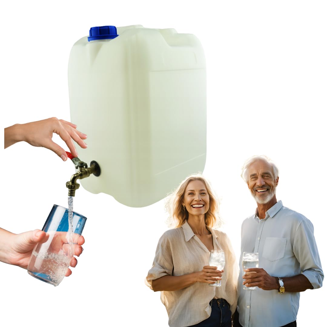 Bidón de agua de 20 l de plástico, depósito de agua con grifo, bidón de agua potable, depósito de agua, bidón de plástico, para casa, jardín, coche y camping, etc., cierre hermético