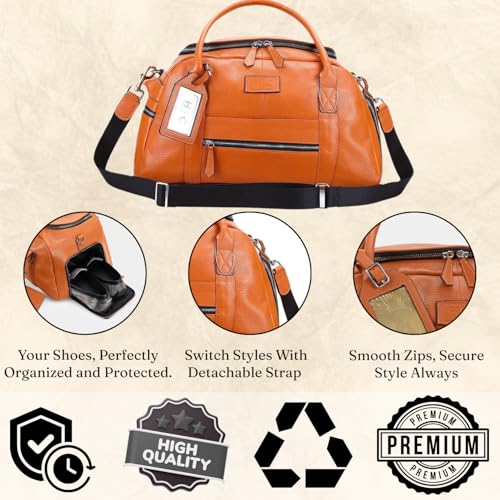 Handcrafted Full-Grain Leather Luxury Duffel Bag | Unisex Stylish, Durable & Spacious Bag | This leather travel, gym, Office Trip & weekend duffel bag is the Ideal Gift for a Wedding & Birthday3