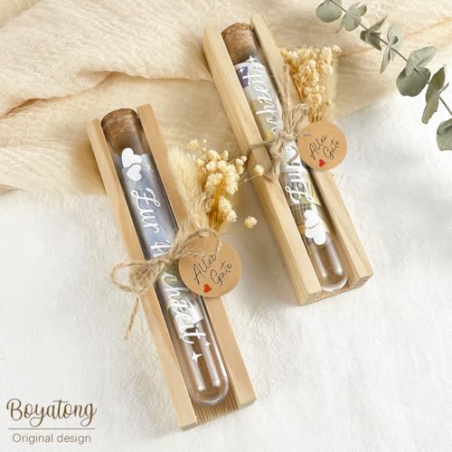 Hochzeitsgeschenke für Brautpaar, Elegante Geldgeschenk Hochzeit, Geldgeschenke Verpackung Geschenkbox mit Trockenblumen & Hochzeitskarte & Reagenzglas, Kreative Hochzeitsgeschenk Geld