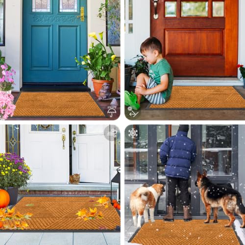Image of Smiry Front Door Mat Outside Entrance, Low Profile Rubber Doormat, 71x23