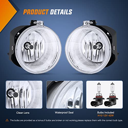 Image of Nilight Fog Light Compatible with 2005 2006 2007 2008 2009 Dodge Dakota | 2007-2009 Durango Chrysler Aspen 300 SRT8 2005-2010 Jeep Grand Cherokee 2006-2010 Commander 2006-2008 Mitsubishi Raider