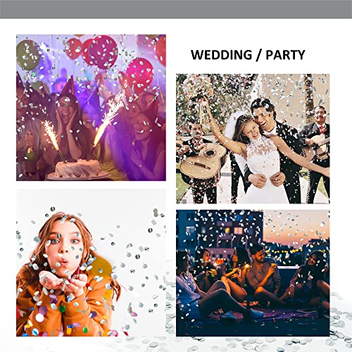 Image of Party Confetti for Wedding Birthday Graduation Baby Shower Anniversary Christmas New Year's Kids Fun Party Supplies Decorations and Favors (Silver)