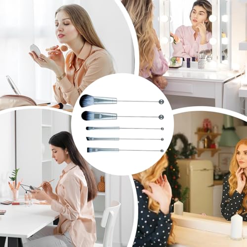 SVCEQZE Juego De Brochas De Maquillaje Para El Rostro - Herramienta De 5 Piezas Para Difuminado Y Esculpido | Pinceles De Maquillaje Con Abalorios,Para Mujeres Principiantes En Belleza Base Sombra - imagen 4