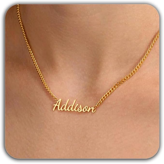Elemtansy Mothers Day Custom Name Necklace for Women, Multiple Name Personalized 18K Gold Plated Handmade Family Necklace, Customized Jewelry Birthday Gift for Mom (1 Name)