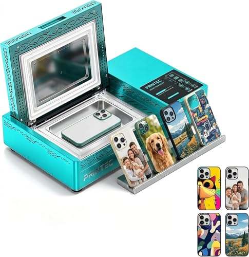 Lakenbroade Machine de Sublimation sous Vide 3D pour la Personnalisation de Coques de téléphone, kit de Presse à Chaud Comprenant 2 moules et 20 Coques,...