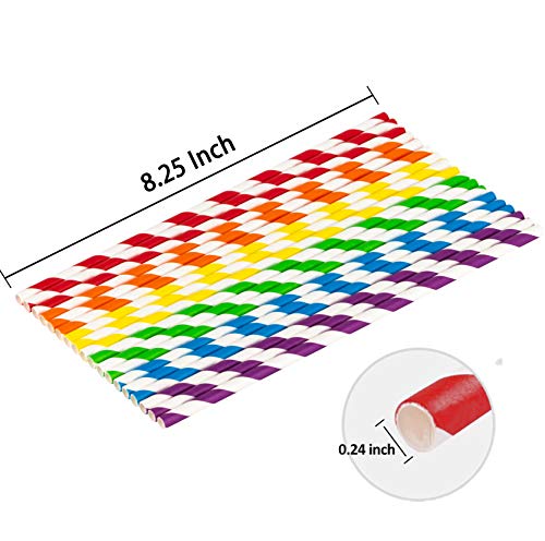Image of Paper Straws 400 Pack Biodegradable Colorful Striped Design 8.25 inch Straw for Everyday /Birthday Party /Baby Shower /Wedding /Anniversary and Parties, Long Lasting - by DuraHome (Colorful - 400pc)