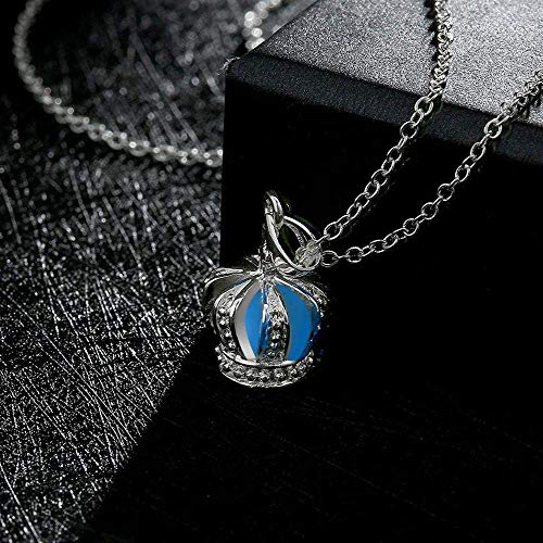 Preisvergleich Produktbild LXDxl Halsketten Geometrische Unisex Klassische Zink-Legierung Kabel Kette Anhänger Halskette leuchtende Serie Durchbrochene Krone leuchtende Halskette (Color : Prussian Blue)