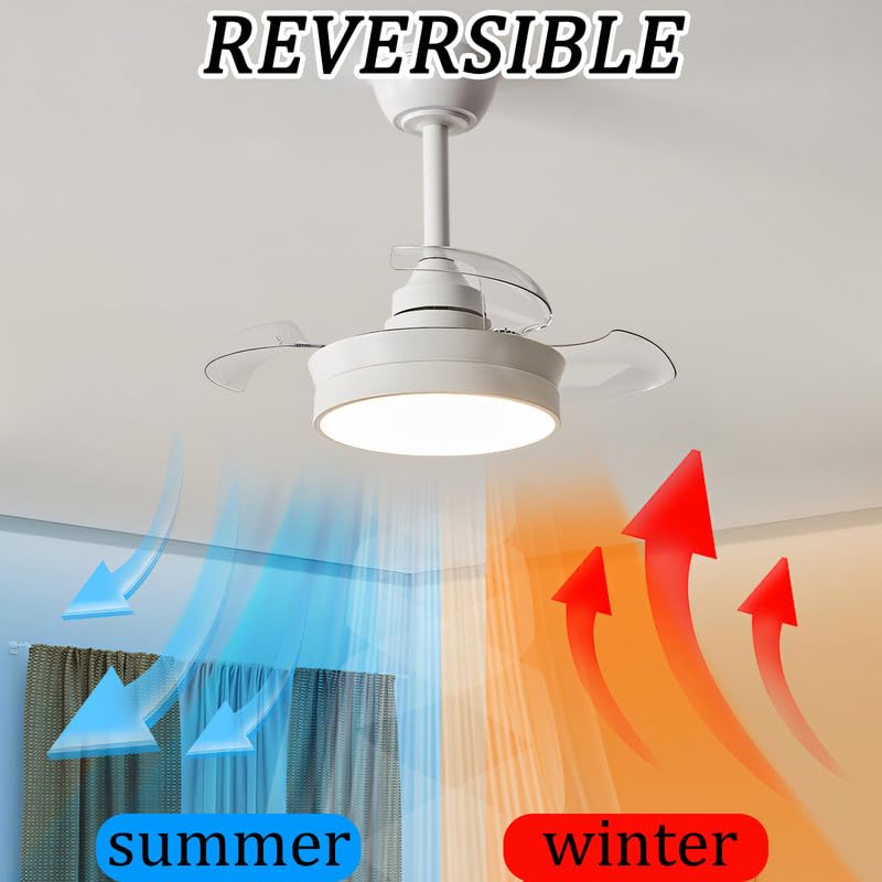 Plafonnier avec ventilateur LED 10in et sa télécommande blanche