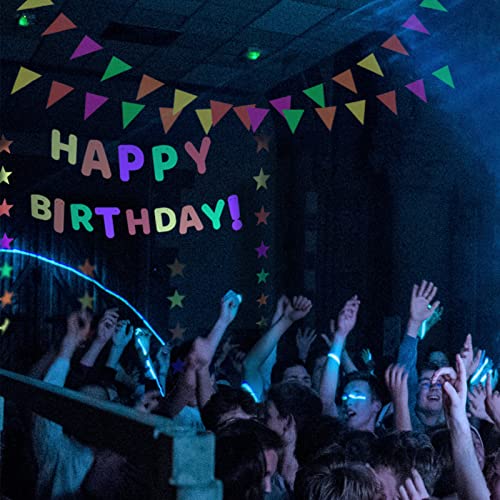 Glow Neon Banner, Glow In The Dark Party Banner Black Light Uv Reactive Paper Garland Neon Party Streamers For Birthday Disco Party Bar Decor Home Decor #TOP5