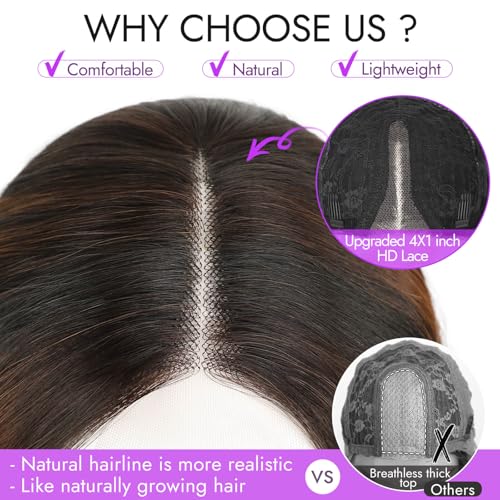 Image of Eawwii Wigs for Women Dark Brown Chestnut,Short Wavy Synthetic Lace Wig | Glueless 4x1 Lace Hairline, Heat-Resistant Fiber,Bob Wave Style,Natural Appearance for Everyday Cosplay 14 Inch