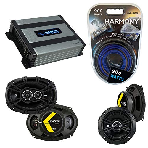 Harmony Audio Bundle with Kicker 43DSC504 43DSC69304 Speaker Replacement & Harmony HA-A400.4 Amp Compatible with Oldsmobile Aurora 1995-2000