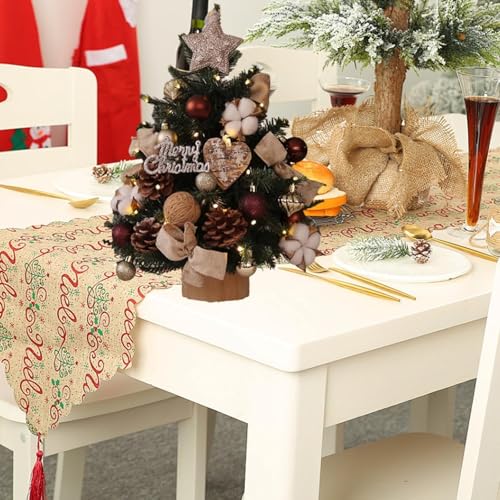 Garende Mini árvore de Natal de mesa para mesa com luzes, com enfeites de bolas, pequena árvore de N