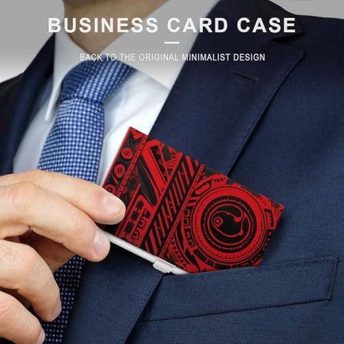 Slim Metal Business Card Holder - Black And Red Aluminum Alloy Card Case with Buckle Closure, Holds 20 Cards & Cash, Professional Credit Card Size ID Holder for Men Women Gift3