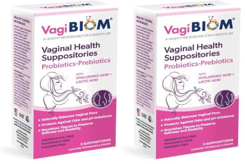 Image of VagiBiom Lactobacillus Suppository: Microbiome Flora Balance and Odor Control Regimen; Balance and Nourishes Healthy Flora; Paraben-Free Preservative-Free (Pack of 2)