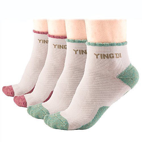 yingDi Copper Compression Padded Cushion Socks for Women - Moisture Wicking Pink and Green Pack of 2 Pairs …