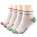 Yingdi Copper Compression Padded Cushion Socks for Women - Moisture Wicking and Antimicrobial Pink and Green Pack of 2 Pairs