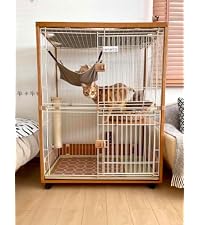 Amazon | 【公式】 ieneko 猫 ケージ 2段 キャットケージ 木製｜大型