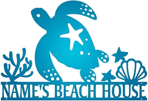 Personalized Beach Life Beach House Metal Tin Sign Wall Plaque Art, Custom Beachy Sign, Nautical Cottage Summer Beach House Tiki Home Outdoor Decor, Housewarming Gift For Beach Lovers 05 w/o lights