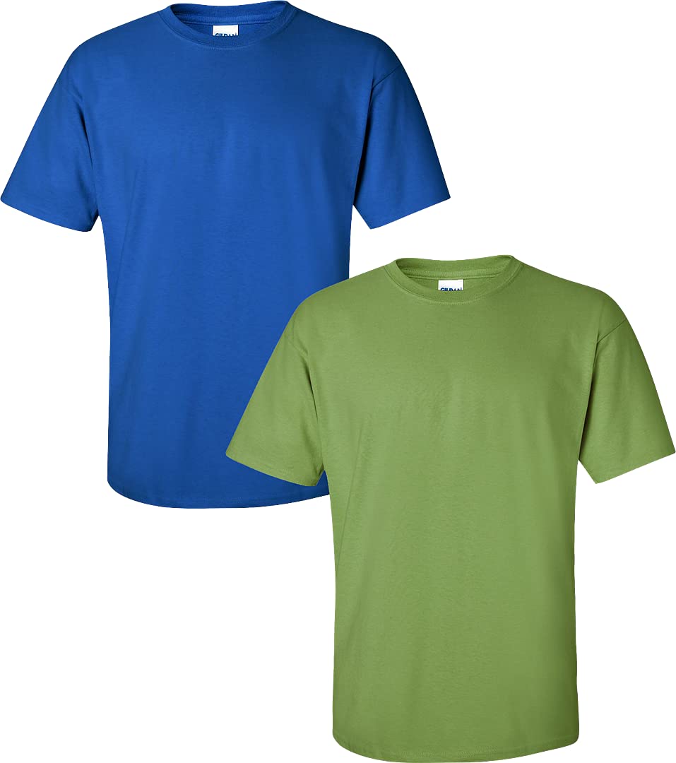 Gildan Men's Ultra Cotton T-Shirt, Style G2000, 2-Pack LRG-Royal+Kiwi
